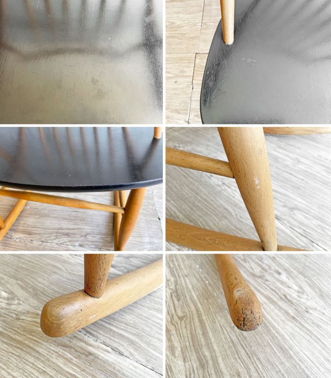 アイラーセン Eilersen ビンテージ ロッキングチェア Rocking Chair イルム・ヴィッケルソー IllumWikkelso ビーチ材 オイルフィニッシュ ブラック座面 デンマーク ●