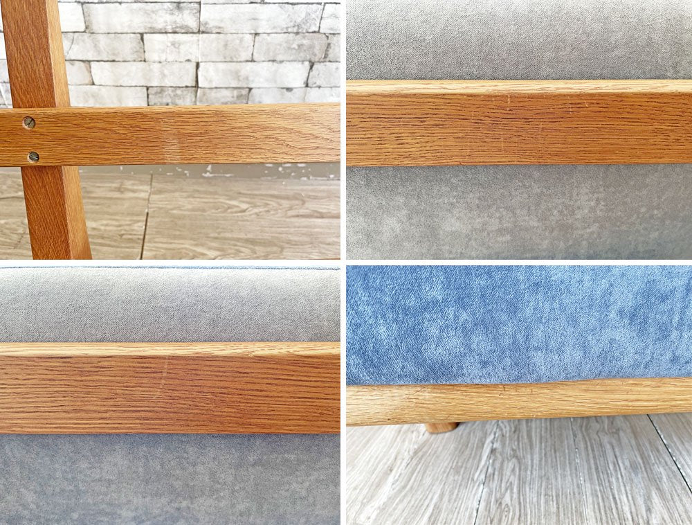 ゲタマ GETAMA GE236 3シーター ソファ ビンテージ ウェグナー Hans J.Wegner ファブリック ブルー&グレー リバーシブル オーク無垢材 北欧 デンマーク ●
