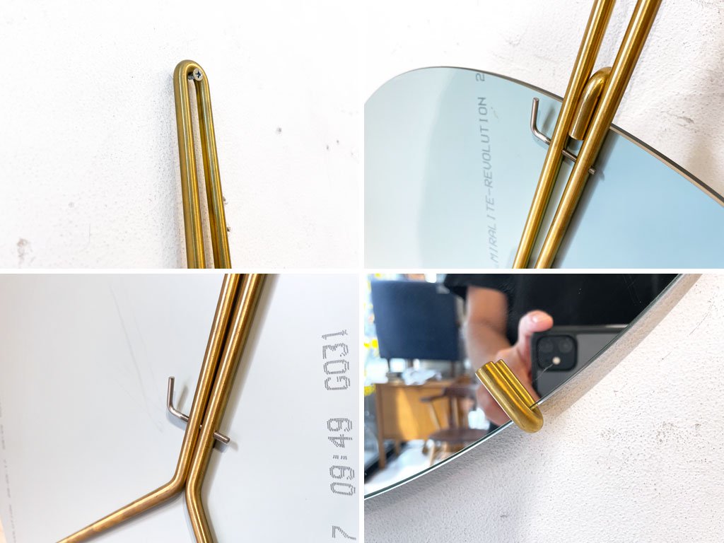 ムーベ MOEBE ウォールミラー ブラス 真鍮フレーム Wall mirror brass 直径70cm 壁掛け鏡 ウォールインテリア 元箱付 未使用品 ★
