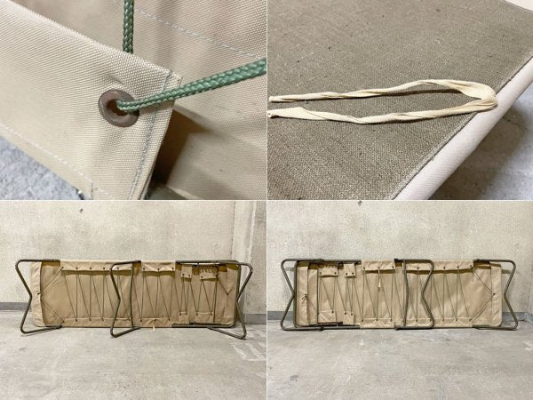 ビンテージ 野営コット 医療用コット フォールディングベッド Field cot Bed 折畳ベッド ナイロン×キャンバス 軍物 インダストリアル ミリタリー 〓