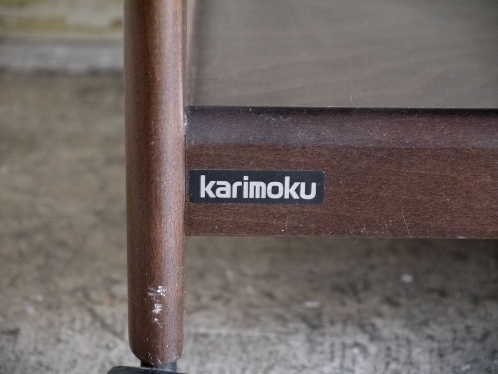 カリモク karimoku ブナ材 キッチンワゴン ダークブラウン 3段 キャスター付き サービングワゴン モダンデザイン ■