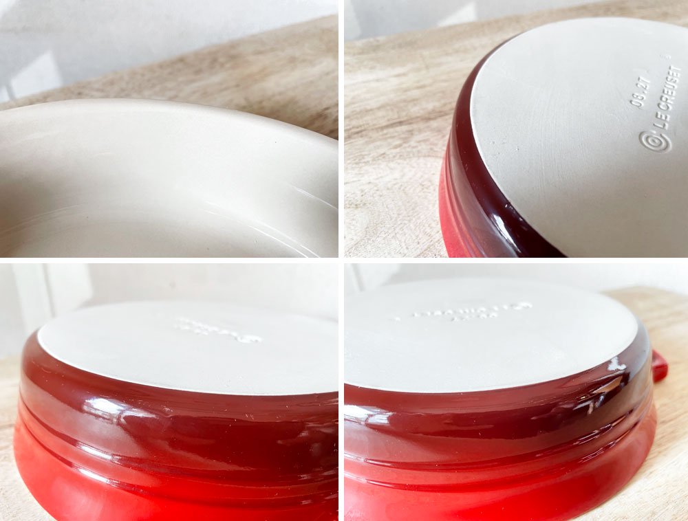 ルクルーゼ LE CREUSET ストーンウェア キャセロール・ディッシュ チェリーレッド 22cm 両手鍋 鋳物 フランス ◎