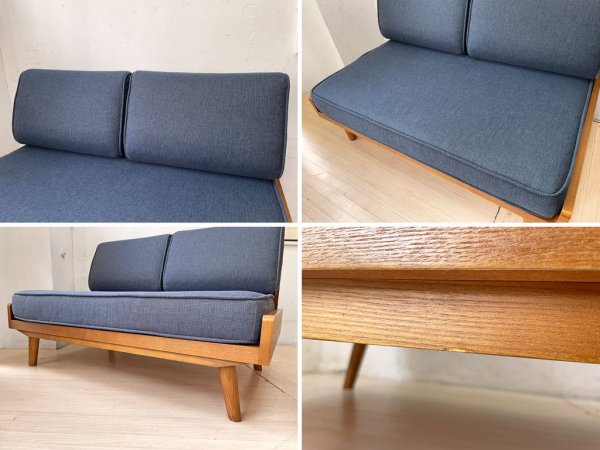 ウニコ unico アルベロ ALBERO 2シーター 2人掛け ソファ チークカラーフレーム ブルーファブリック カバーリング 北欧スタイル 定価76,780円 ★