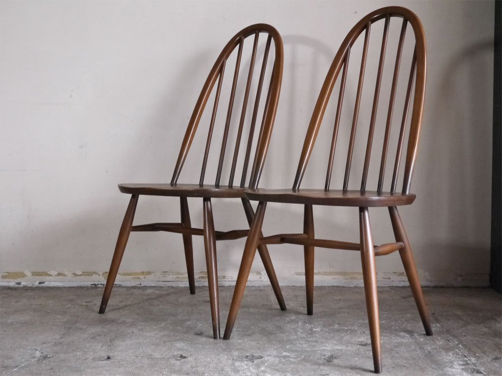 アーコール Ercol クエーカー チェア ダイニングチェア 英国 ビンテージ エルム×ビーチ材 ブラウン A ■