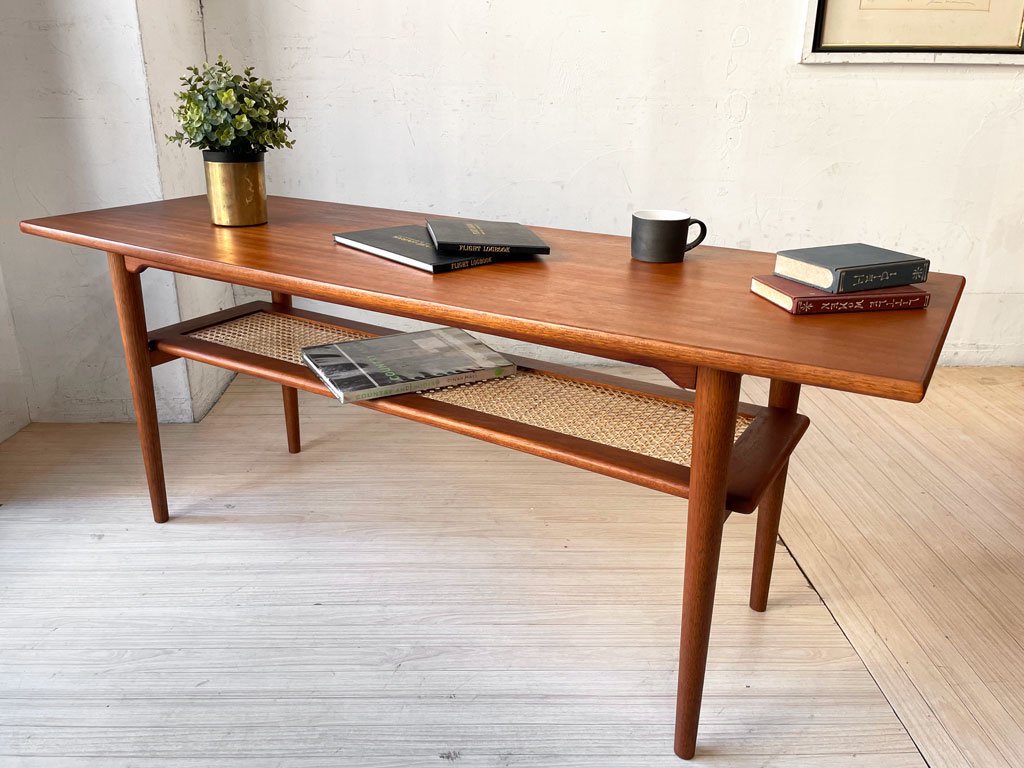 アクタス ACTUS エイチダブリューエフ H.W.F(前モデル" PEPRO ") リビングテーブル ローテーブル マホガニー 籐 ラタン オイル仕上げ 北欧スタイル ★