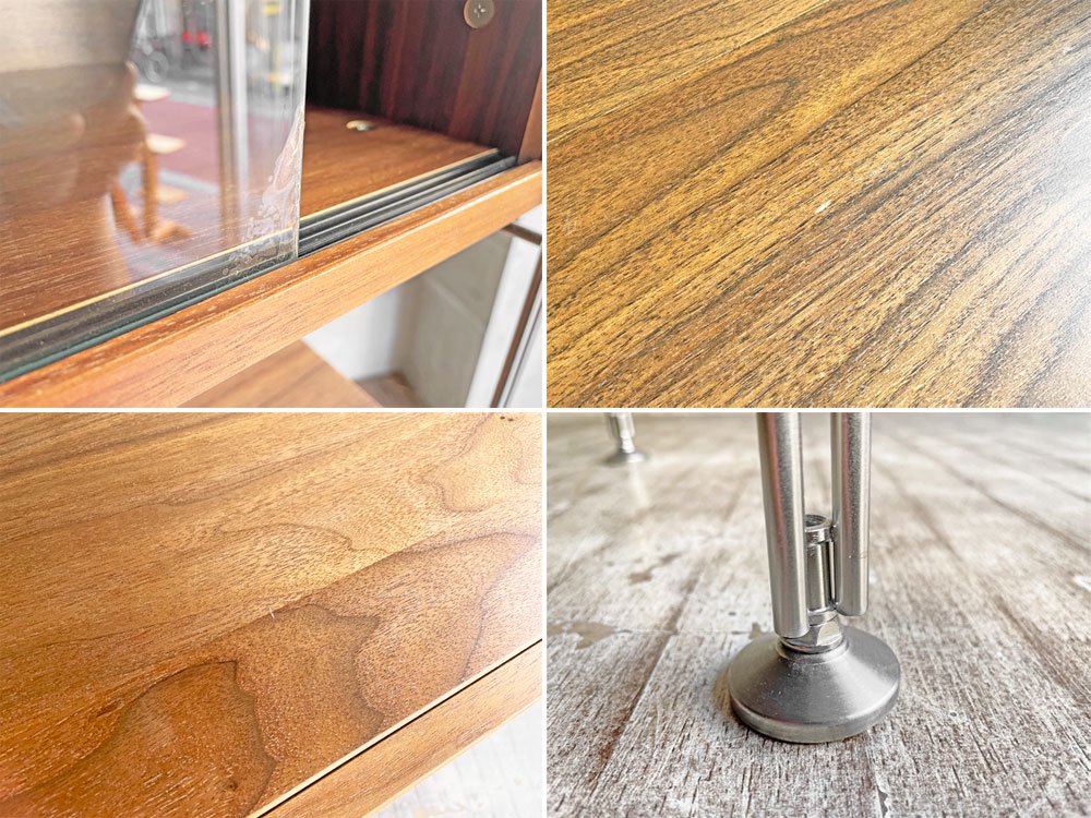 無印良品 MUJI ステンレスユニットシェルフ ウォールナット材 カップボードセット W86 H175cm 定価¥65,740- ♪