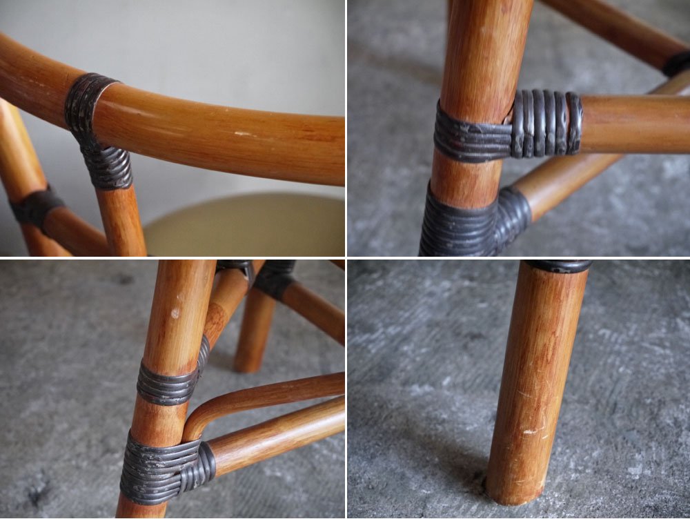 ビンテージ Vintage ラタンチェア Rattan Chair PVCレザーシート B ■