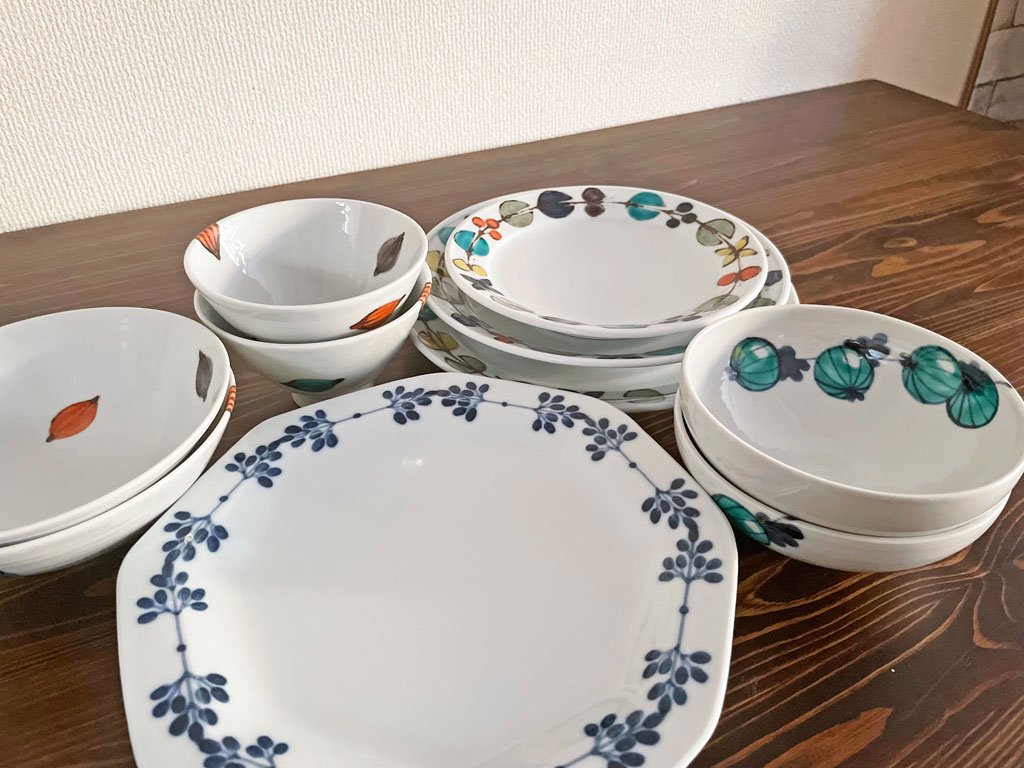 九谷焼 徳永遊心 色絵種子模様 飯碗 ごはん茶碗 2点セット 和食器 ●