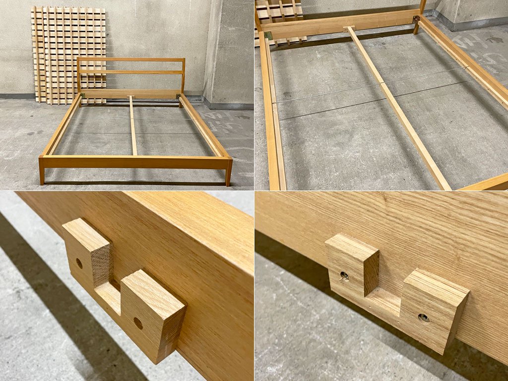MUJI 無印良品 タモ材 クイーンサイズ ベッドフレーム シンプル ナチュラル 北欧スタイル 廃盤 〓