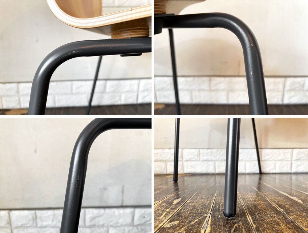 バイインテリアズ by interiors エフシーチェア FC ダイニングチェア スタッキングチェア 杉材 スチール脚 定価¥53,900- C ◎