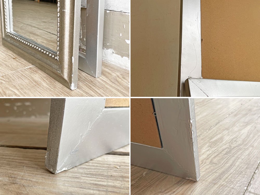 クラシカルデザイン Classical Design スタンドミラー 全身鏡 姿見 H158cm アンティークシルバー色 ●