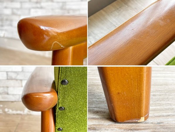 カリモク60 karimoku60 Kチェア 2シーター ソファ モケットグリーン ジャパンミッドセンチュリー レトロモダン ●
