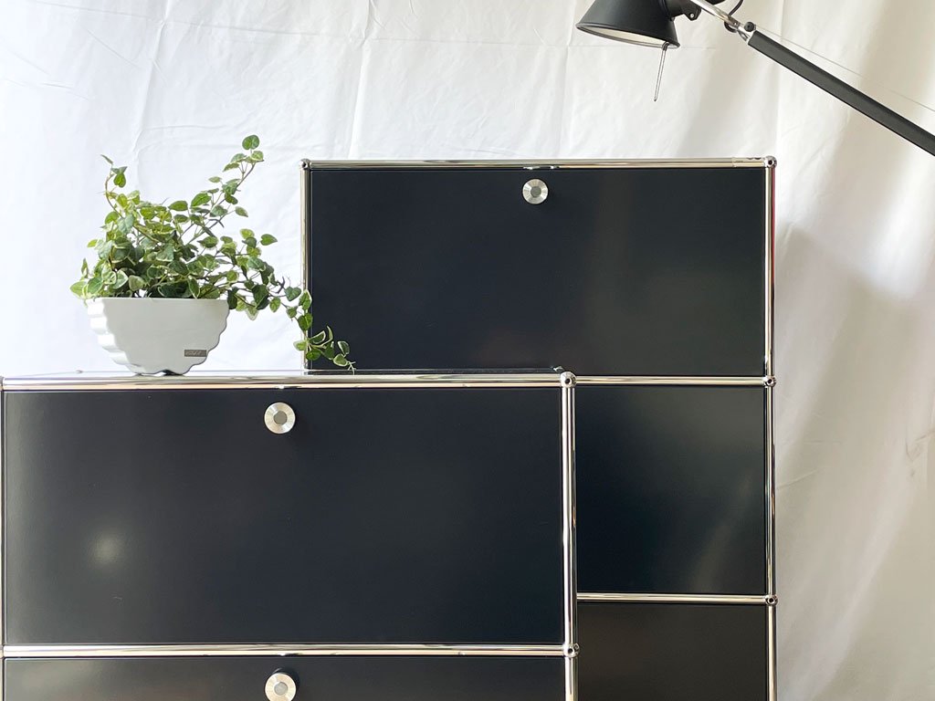 USMハラー USM Haller モジュラーファニチャー ハラーシステム キャビネット グラファイトブラック 1列2段 フリッツ・ハラー B ◇