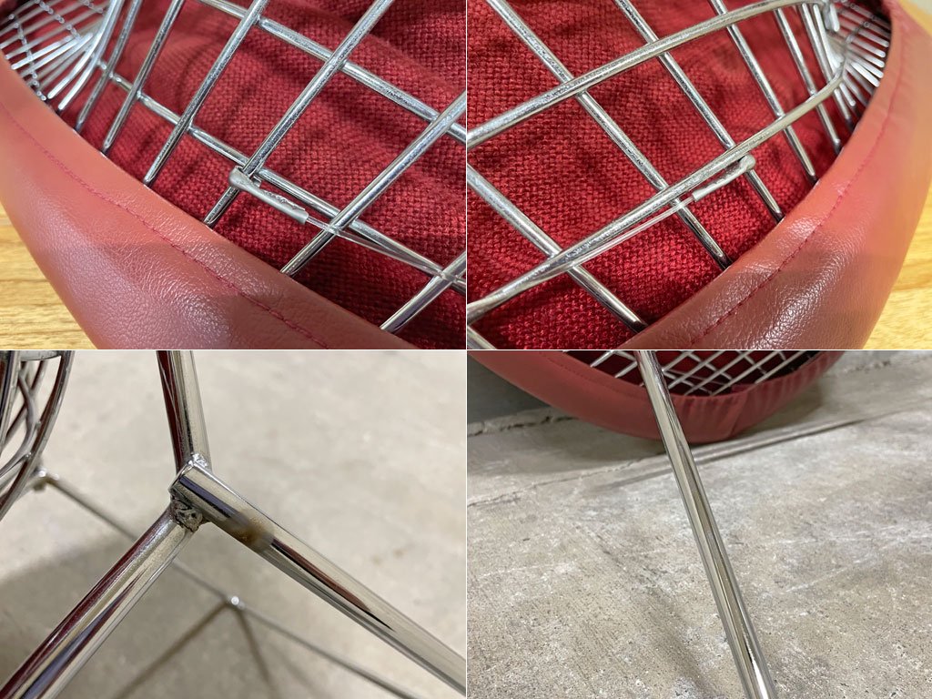 ノル Knoll ダイヤモンドチェア Diamond Chair フルカバーリング PVCレザー ブラウン ハリー ベルトイア ミッドセンチュリー 〓