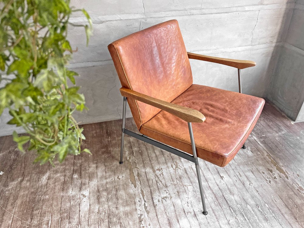 トラックファニチャー TRUCK FURNITURE ファロードレザー アームチェア FURROWED-LEATHER ARM CHAIR L-1 ブラウン ホワイトオーク無垢材 牛革♪