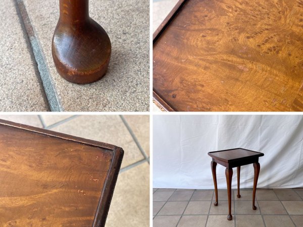 英国 アンティーク Vintage サイドテーブル 花台 イギリス ウォールナット材 H45.5cm UK ビンテージ ◇
