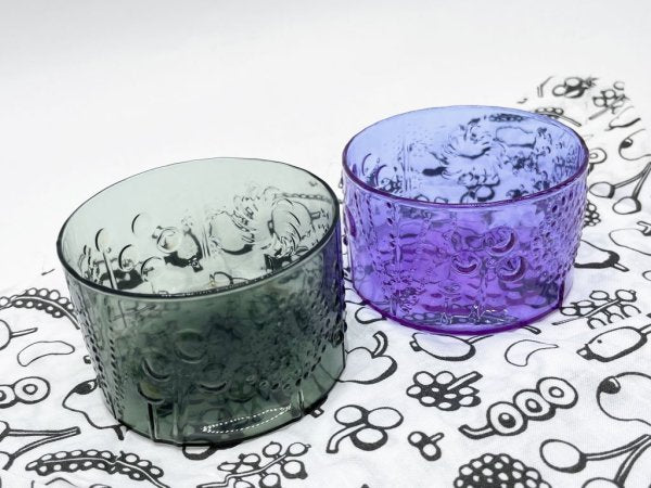 ヌータヤルヴィ Nuutajarvi フローラ Flora ボウル Φ8cm グレー オイバ・トイッカ Oiva Toikka フィンランド ビンテージ 北欧食器 希少 ●