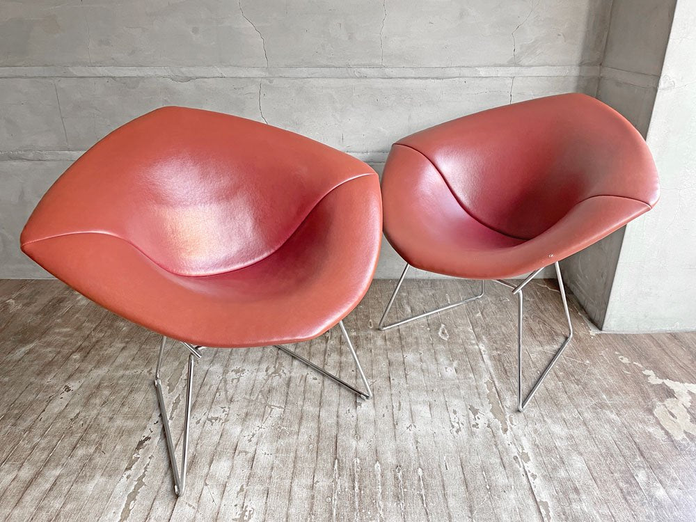 ノル Knoll ダイヤモンドチェア Diamond Chair フルカバーリング PVCレザー ハリー ベルトイア ミッドセンチュリー A♪