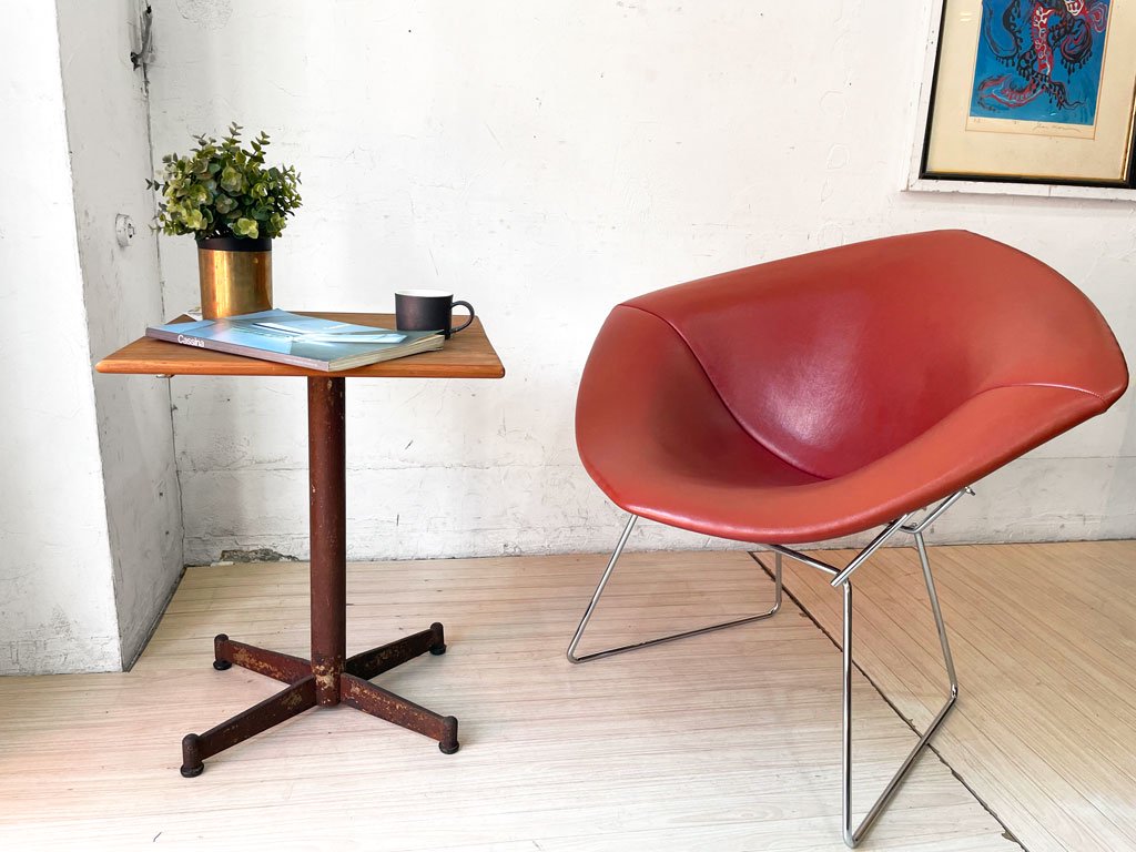 ノル Knoll ダイヤモンドチェア Diamond Chair フルカバーリング PVCレザー ブラウン ハリー ベルトイア ミッドセンチュリー ★