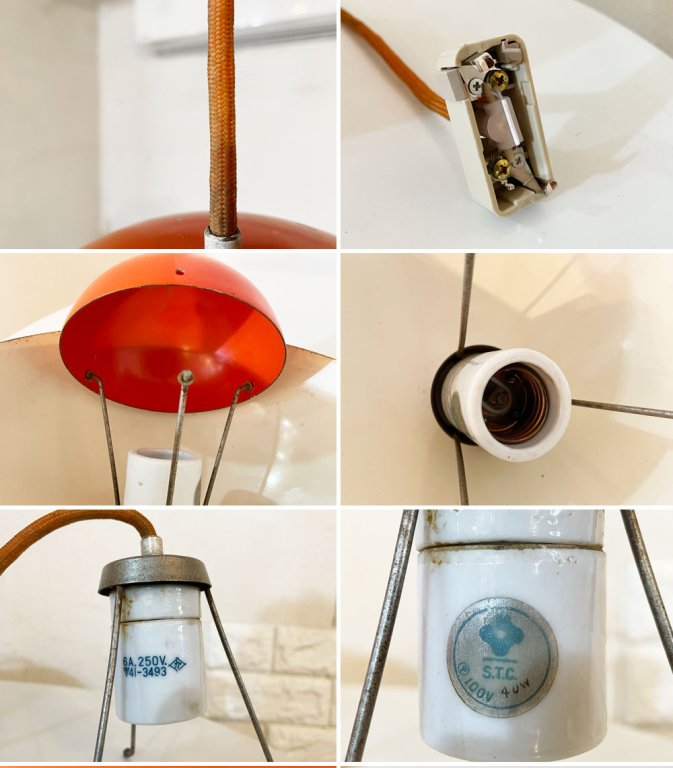 ルイスポールセン Louis Poulsen フラワーポット Flower Pot ペンダントライト オレンジ ホーロー オリジナルコード ヴェルナーパントン ビンテージ ◎