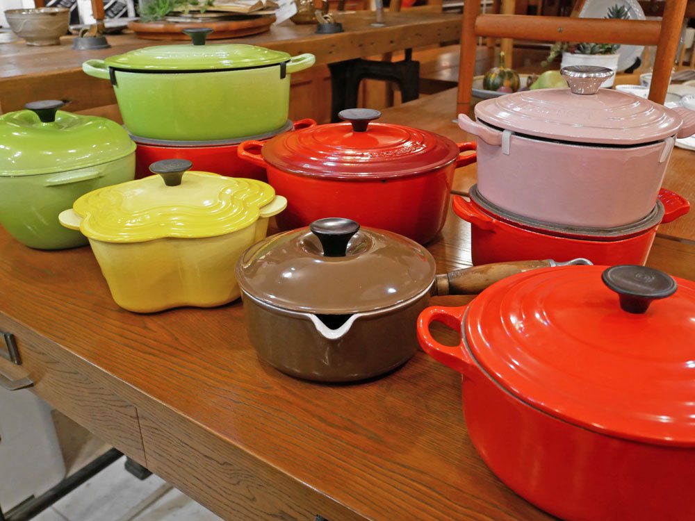 ルクルーゼ LE CREUSET ココットロンド 24cm チェリーレッド 両手鍋 鋳物 フランス 定価¥40,700- 現状特価品 ●