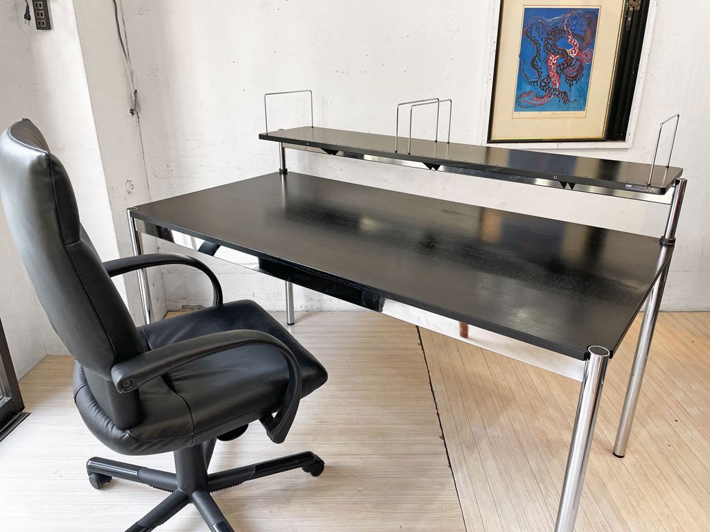 ユーエスエムハラー USM Haller モジュラーファニチャー ハラーテーブル W150cm トレーホルダー アディショナルシェルフ ブラックウッド 現状品 ★