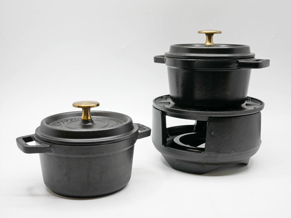 ストウブ STAUB ピコ ココット ラウンド 14cm ブラック 鋳鉄 両手鍋 ガス・IH・オーブン対応 フランス B ●