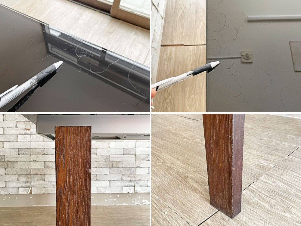 カリガリス Calligaris ガラス天板×ウッドフレーム エクステンション ダイニングテーブル 伸長式 W160cm イタリアモダン ●
