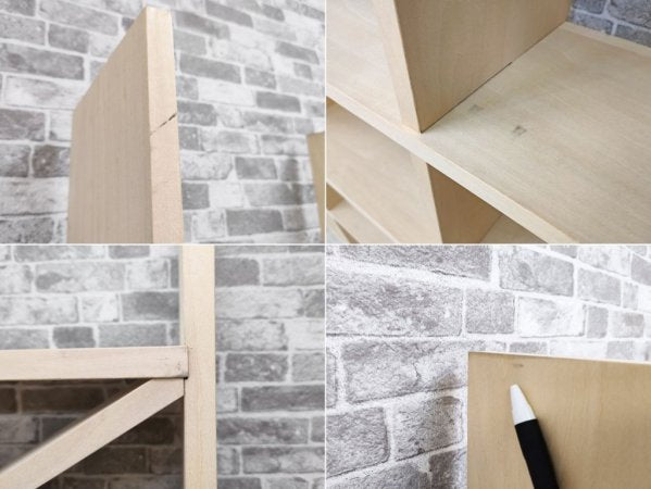 マルゲリータ margherita 壁一面の本棚 縦8コマ×横7コマ オープンシェルフ 書棚 シナ材 無塗装 壁面収納 店舗什器 ミニマルデザイン 定価¥107,800- ●