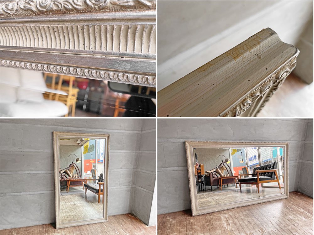 ヨーロピアンクラシカル European Classical ウォールミラー 壁掛け鏡 姿見 H135cm ホワイト アンティークスタイル 店舗什器 ♪