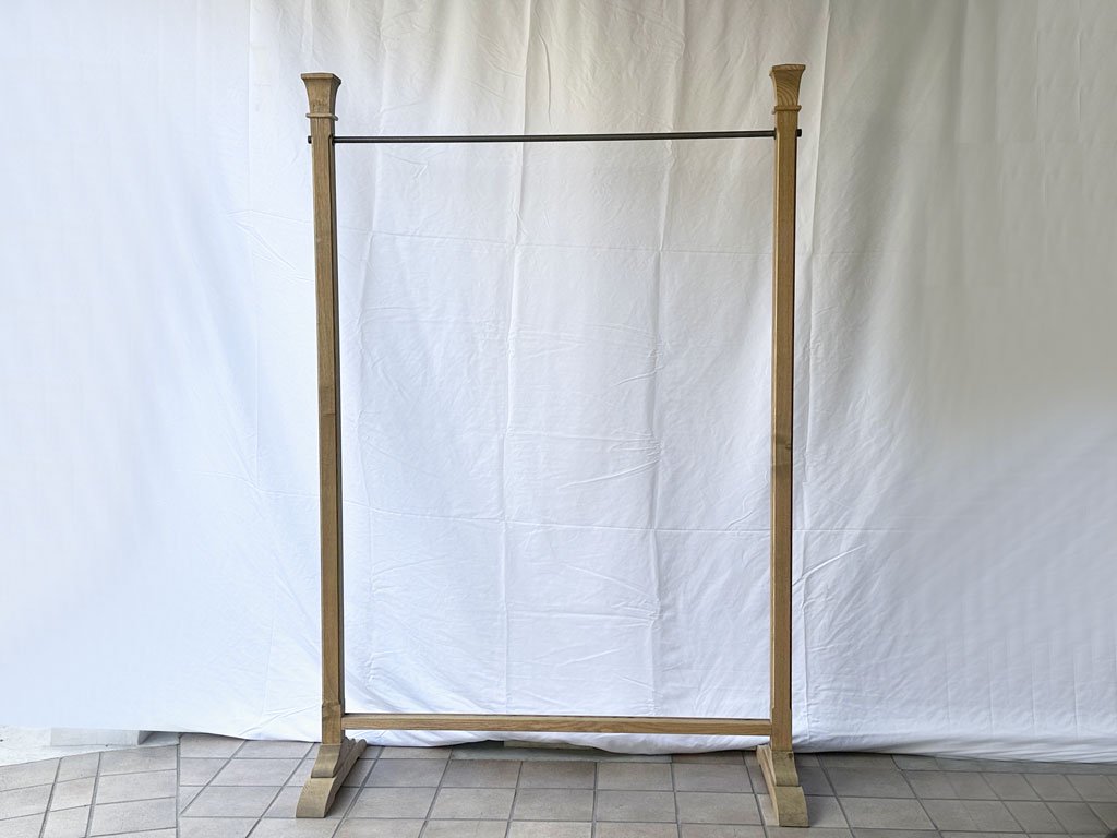 フレンチカントリースタイル オーク材 ハンガーラック オイルフィニッシュ アンティークスタイル 店舗什器 W123cm◇