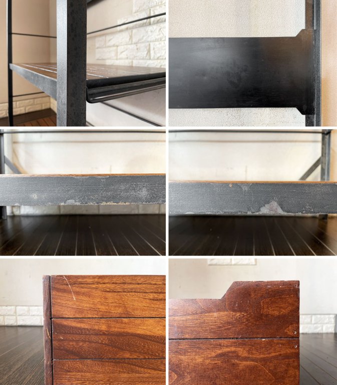 ウニコ unico ランバー LUMBER ワイドハンガー ワードローブ H180cm アフリカンマホガニー材 アイアンフレーム ボックス付 インダストリアル 参考価格¥86,184- 廃番 ◎