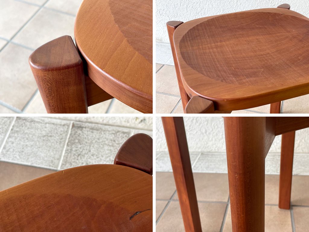 ウッドユウライクカンパニー WOOD YOULIKE COMPANY トラネコ スタッキング スツール チェリー無垢材 手鉋 B ◇