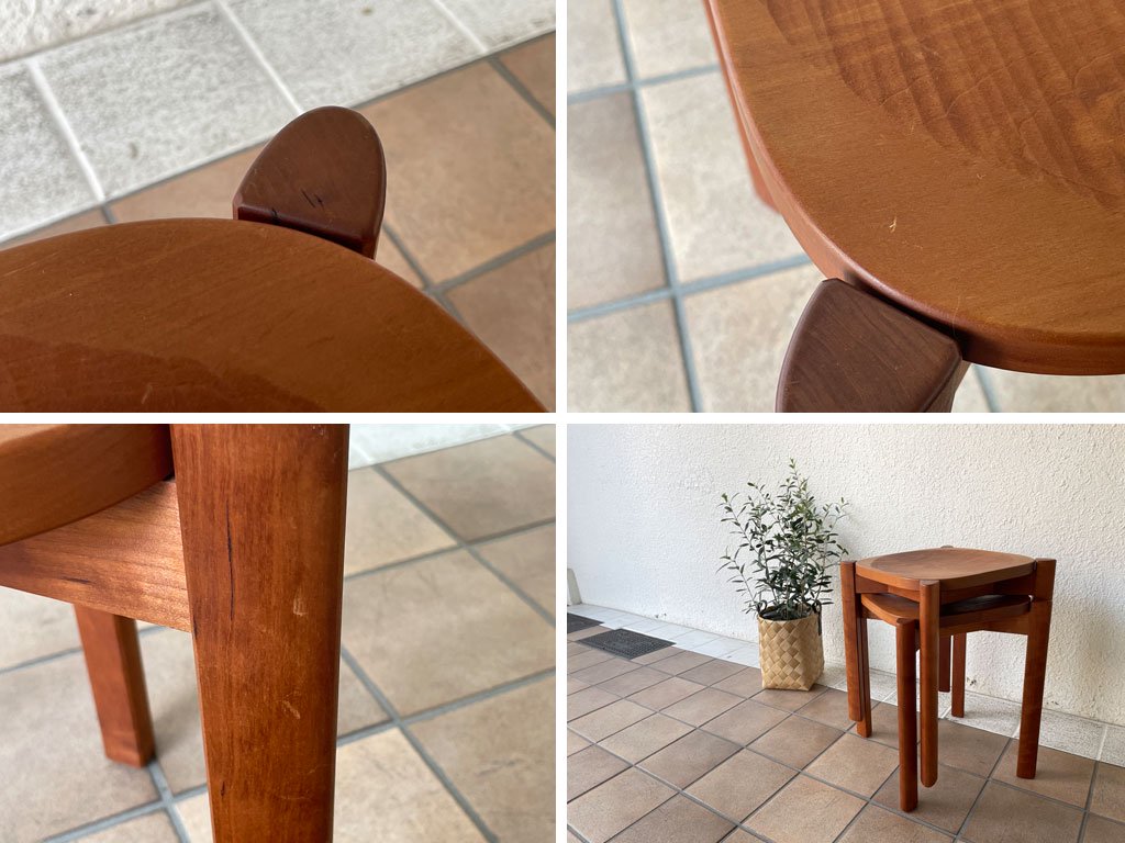 ウッドユウライクカンパニー WOOD YOULIKE COMPANY トラネコ スタッキング スツール チェリー無垢材 手鉋 A ◇