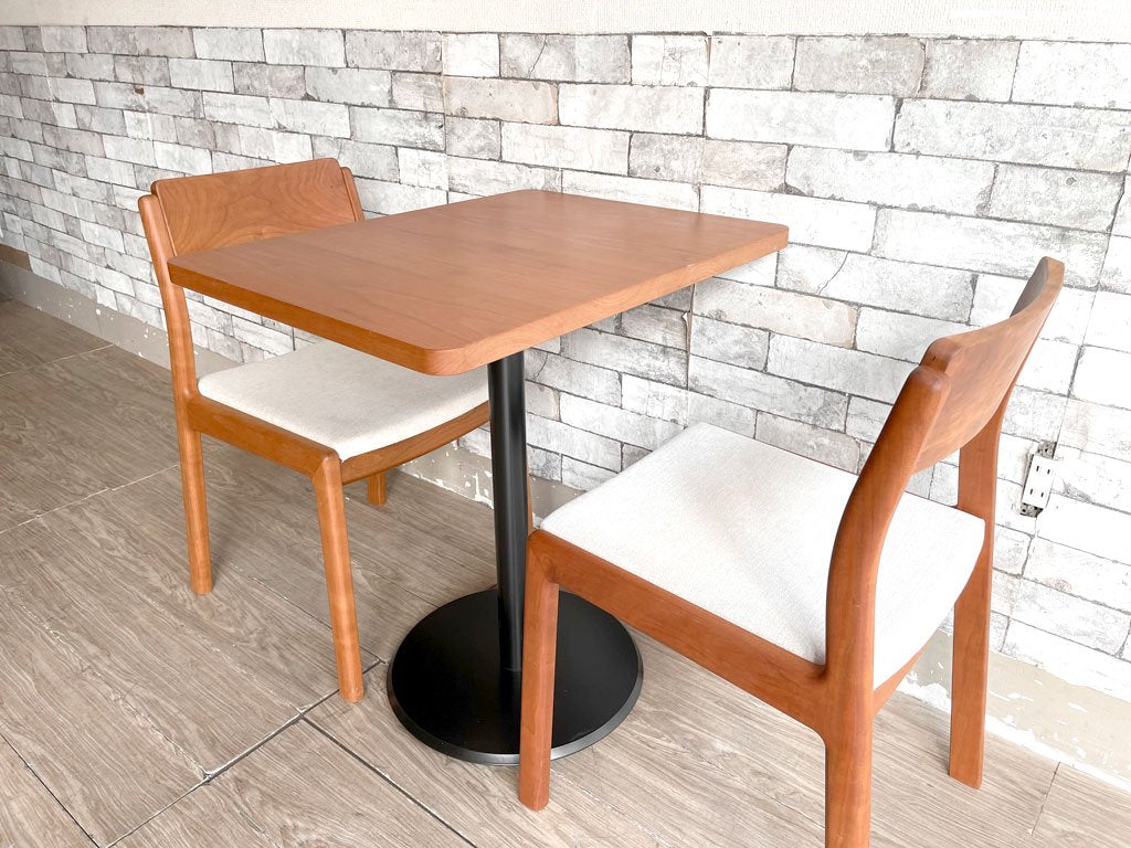 ヤクモ家具製作所 カフェテーブル サイドテーブル レクタングル チェリー無垢材 65 × 50 コーナーR加工 1本脚 A ●