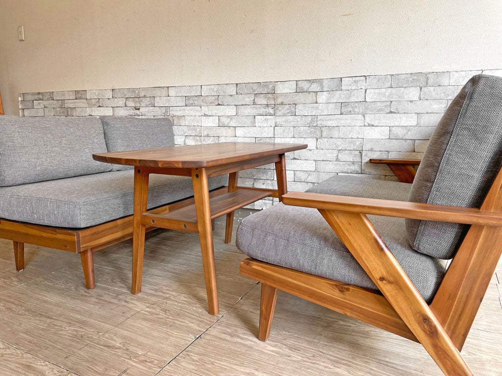 ウニコ unico スウェラ swella ベンチバックレスト グレー生地 アカシア無垢材 アームレス W120cm カバーリング 定価¥62,700- ●