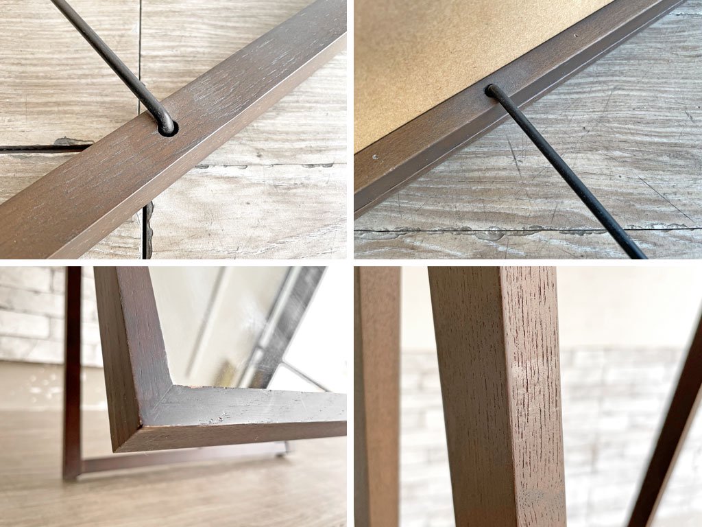 無印良品 MUJI スタンドミラー タモ材 姿見 ブラウン W44cm 廃番 ●