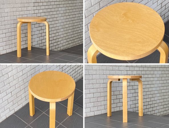 アルテック Artek スツール Stool 60 バーチ ナチュラル 3本脚 箱付 アルヴァ・アアルト フィンランド 北欧家具 新品 未使用品 ◎