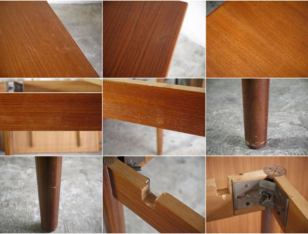 デンマークビンテージ Danish Vintage チーク材 エクステンション ダイニングテーブル W120・165・210cm 伸長式 北欧家具 ■