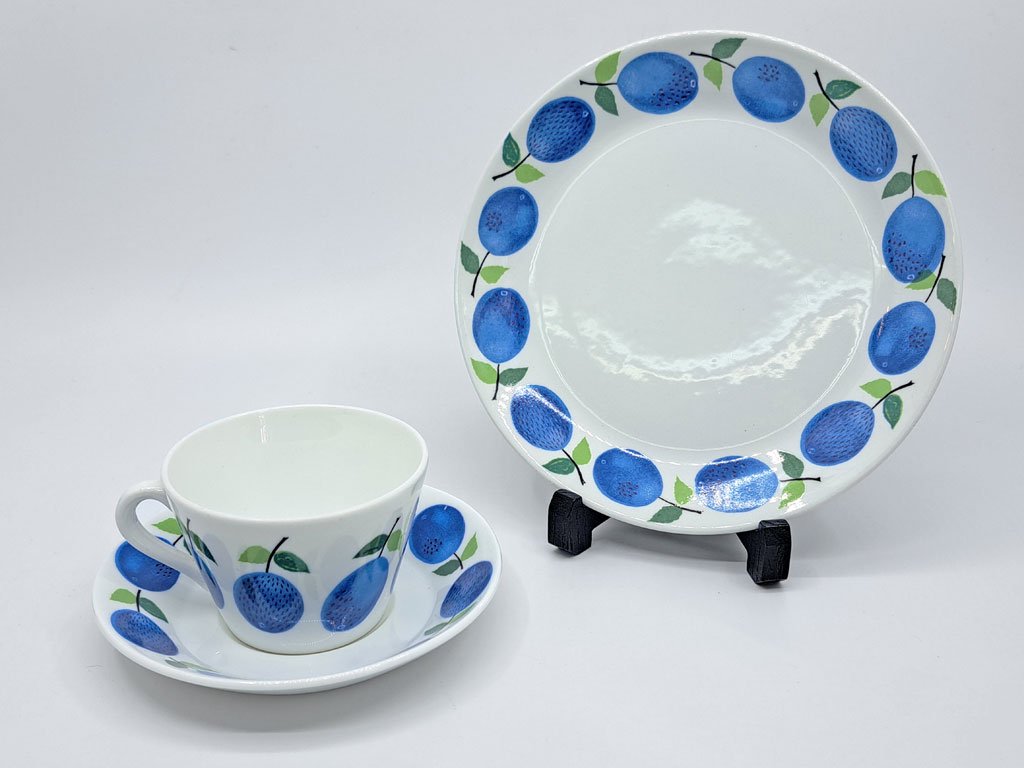 グスタフスベリ Gustavsberg プルーヌス Prunus プレート 丸皿 17cm スティグ・リンドベリ Stig Lindberg ビンテージ 北欧雑貨 ●