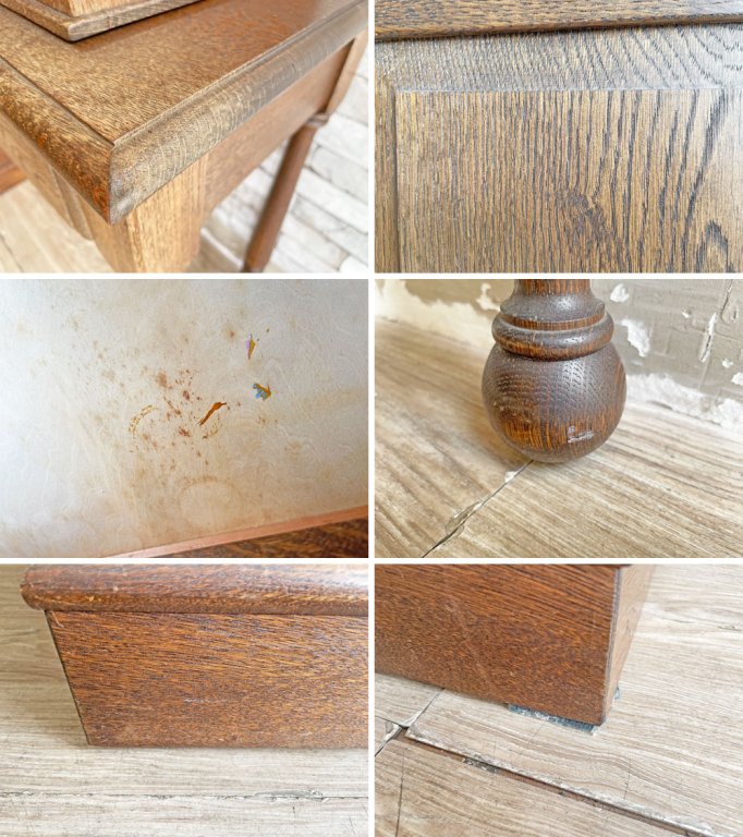 横浜元町 竹中家具 takenaka furniture オーク材 食器棚 カップボード 本棚 キャビネット H190cm 上下分割式 ゴシック クラシカルデザイン ●