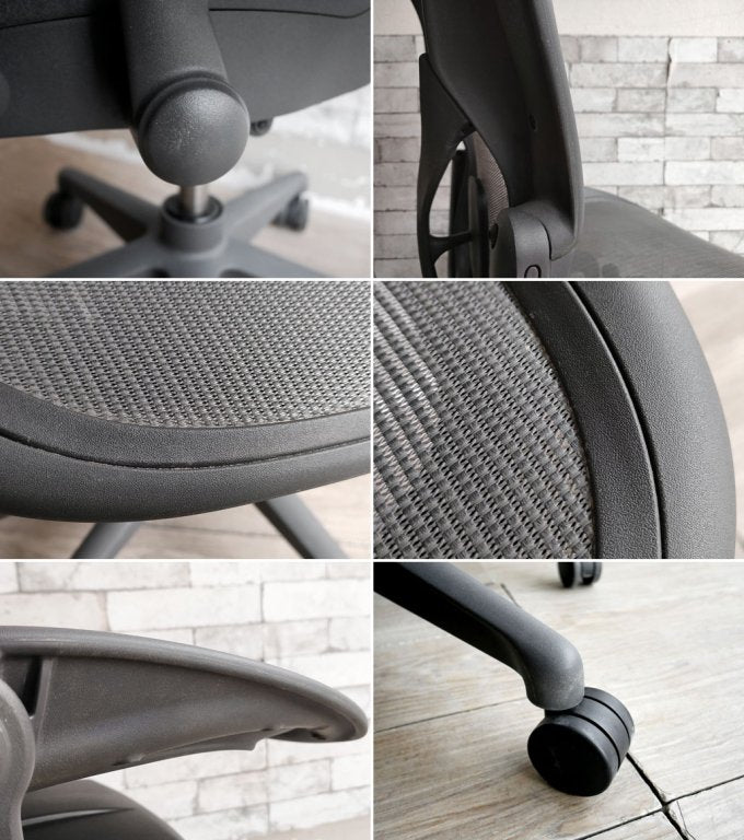 ハーマンミラー Herman Miller アーロンチェア Bサイズ リマスタード ライト アームレス グラファイトベース ビル・スタンフ & ドン・チャドウィック ●