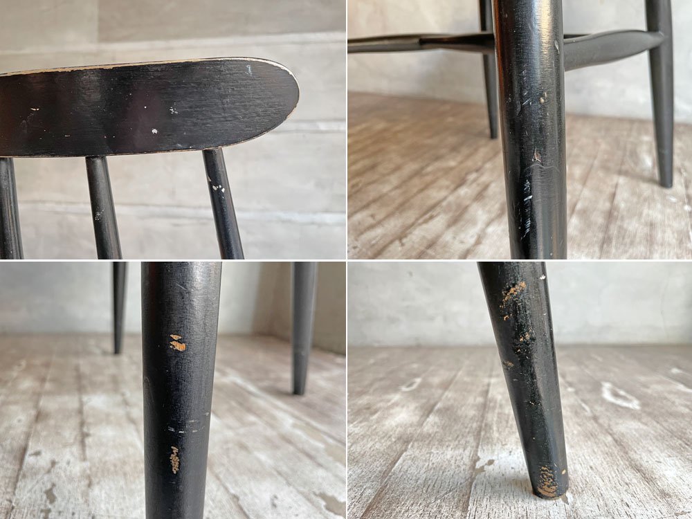 Edsby Verken ファネットチェア Fanett chair イルマリ・タピオヴァーラ ダイニングチェア ブラックペイント チーク材 スウェーデン製 北欧ビンテージ ♪