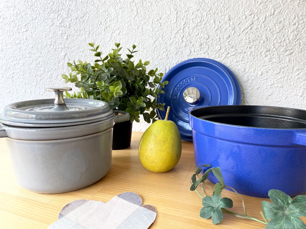 ストウブ STAUB ピコ ココット ラウンド 両手鍋 ブルーベリー 鋳物 ホーロー キャセロール ガス オーブン IH対応 フランス 20cm ◇