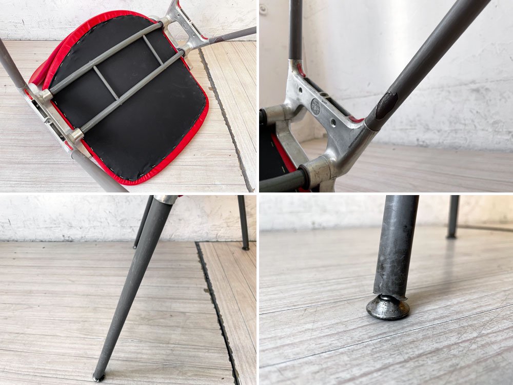 カステリ CASTELLI スタッキングチェア DSC 106 レッド ダイニングチェア ミーティングチェア ジャンカルロ・ピレッティ イタリア ビンテージ B ★