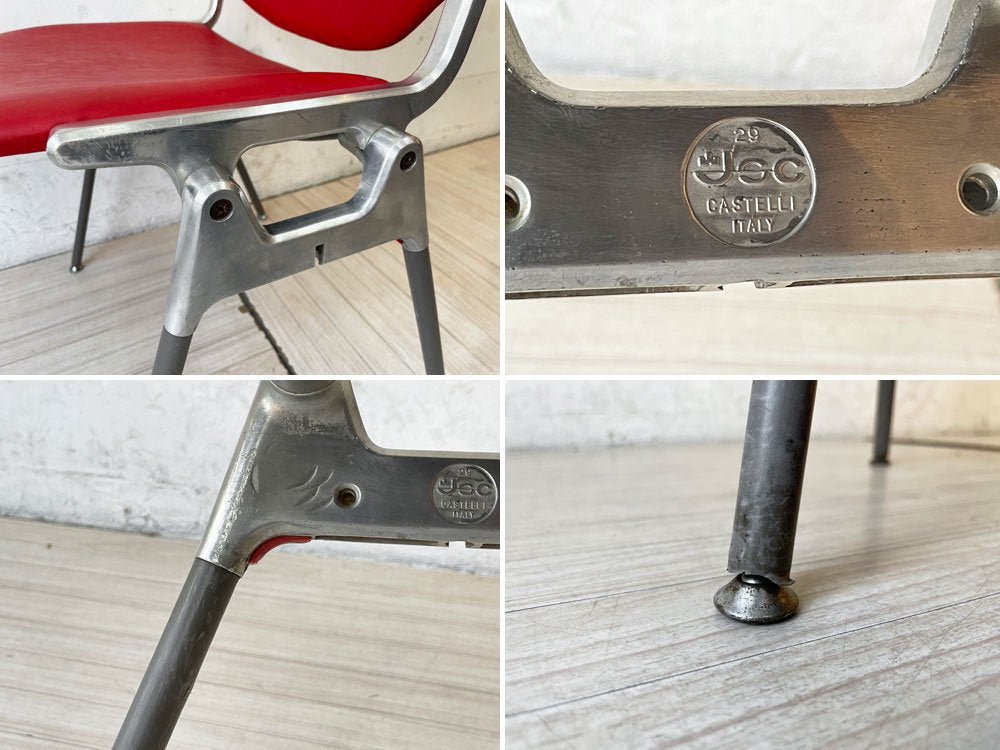 カステリ CASTELLI スタッキングチェア DSC 106 レッド ダイニングチェア ミーティングチェア ジャンカルロ・ピレッティ イタリア ビンテージ A ★