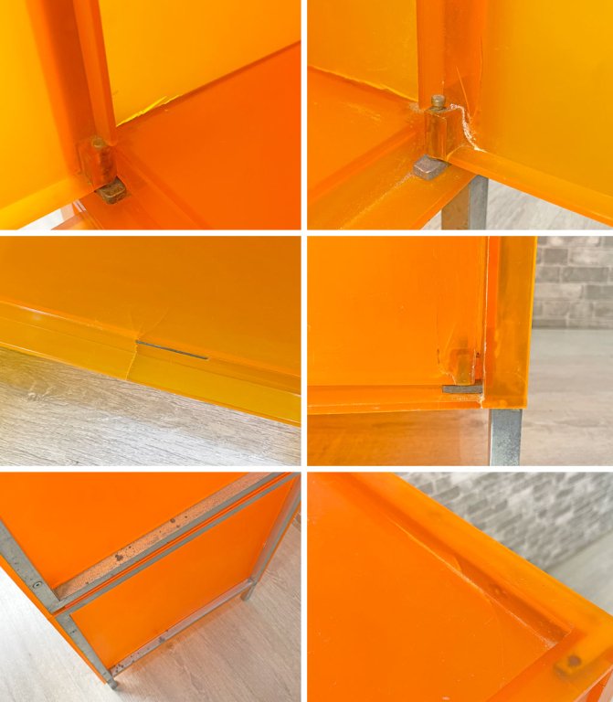 カルテル Kartell ワン One モジュラーストレージ 1列2段 シェルフ キャビネット 扉付き オレンジ ピエロ・リッソーニ イタリア 廃番 希少 ●