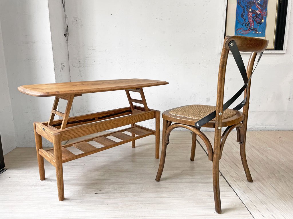 モモナチュラル Momo Natural リバーゲート RIVERGATE ローテーブル FD-LOW TABLE Sサイズ エレベーターテーブル リフトアップ 昇降機能付 定価¥46,000- ★