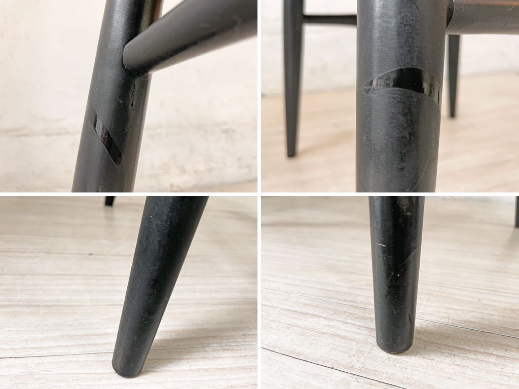 EDSBY VERKEN ファネットチェア Fanett chair イルマリ・タピオヴァーラ ダイニングチェア チーク材座面 ブラックペイント スウェーデン製 北欧ビンテージ ★