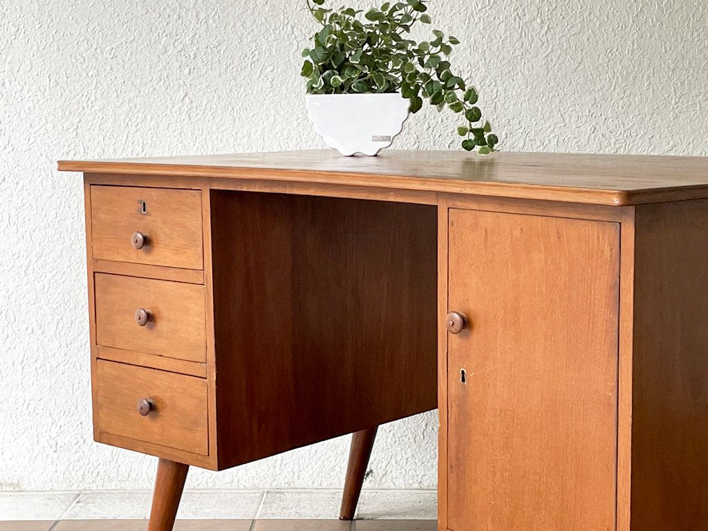 ミッドセンチュリー MidCentury ビンテージ デスク チーク材 両袖 ◇